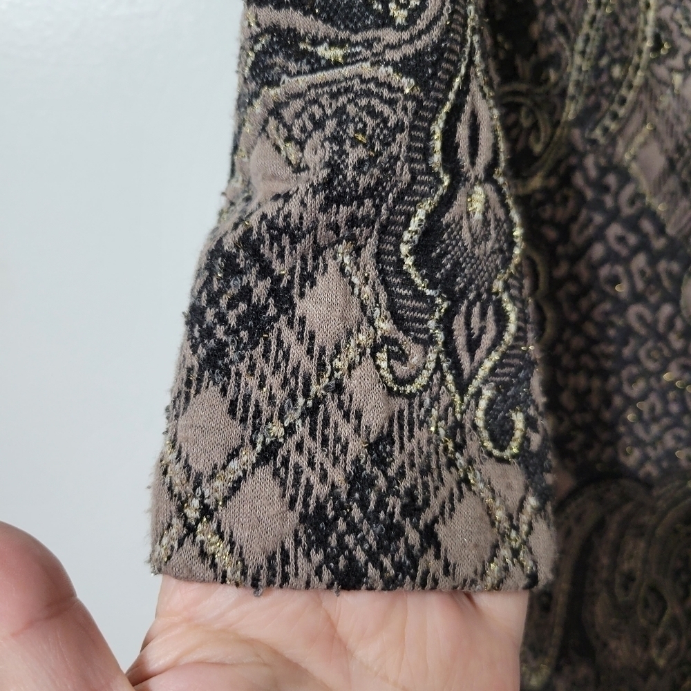 Belle Badgley Mischka Brown and Black with Gold Threading Dress Size 4 - Picture 7 of 10
